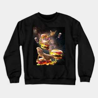 Galaxy Bearded Dragon On Burger - Space Cheeseburger Lizard Crewneck Sweatshirt